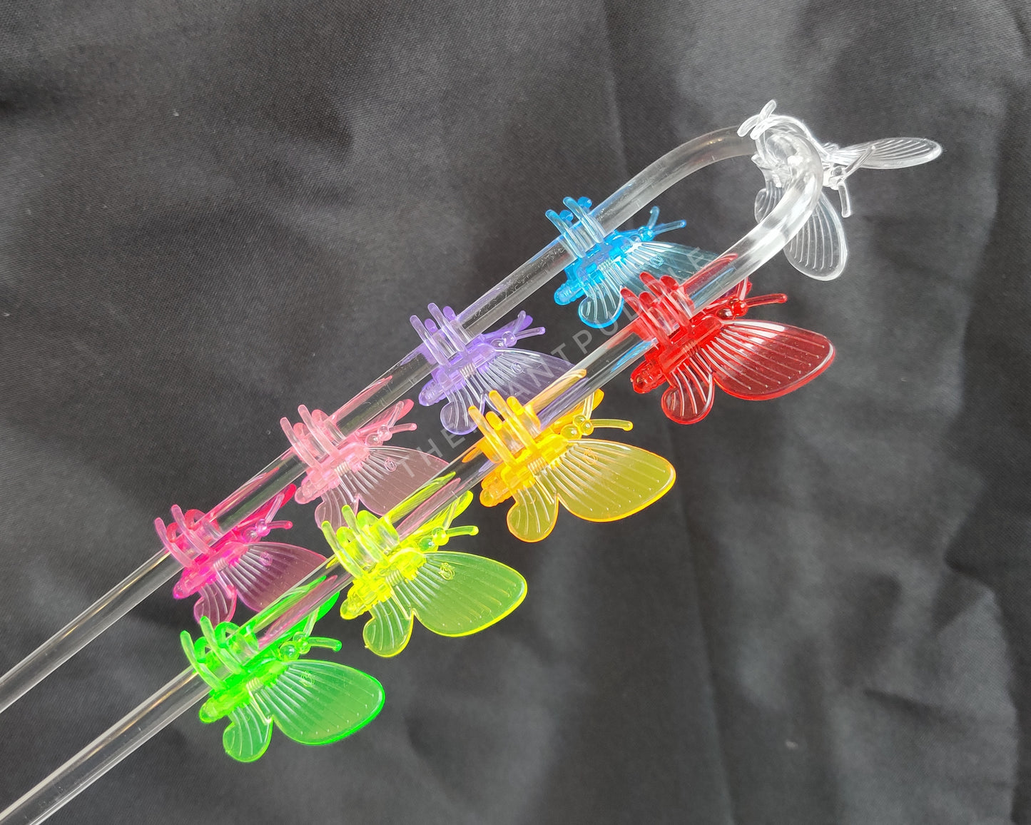 side view of colorful butterfly clips