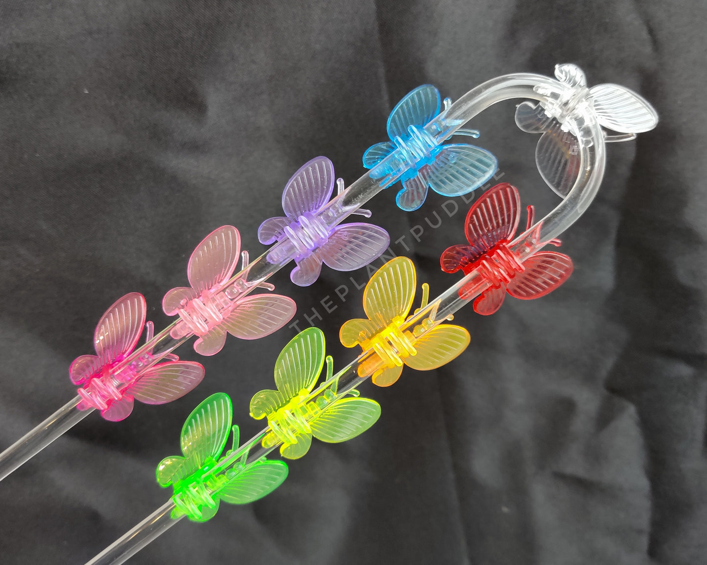 bottom view of colorful butterfly clips