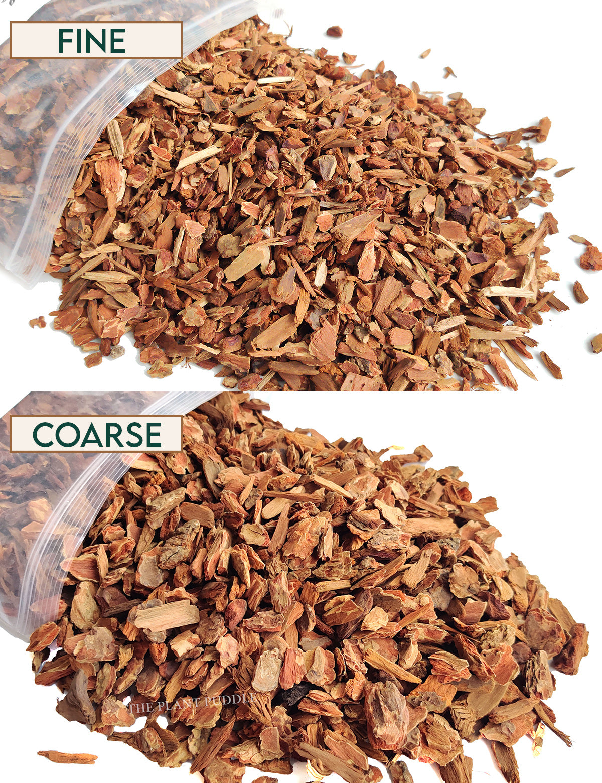 comparison of fine and coarse orchid bark