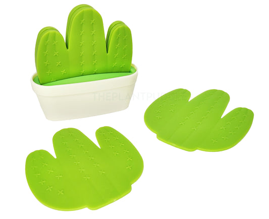 cactus coasters in pot holder and laid flat