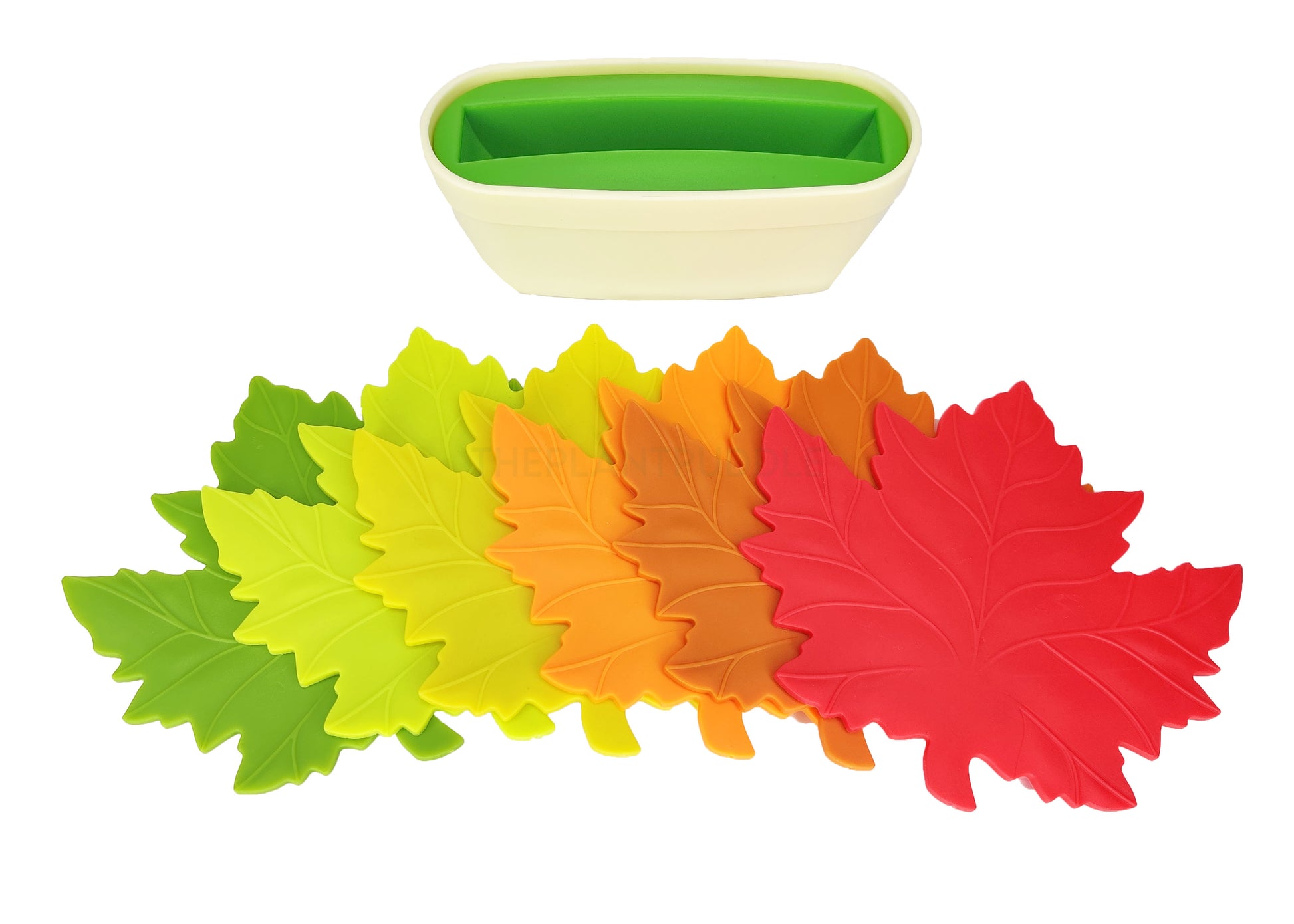 6 colors of maple leaf TPE material coasters with pot style holder