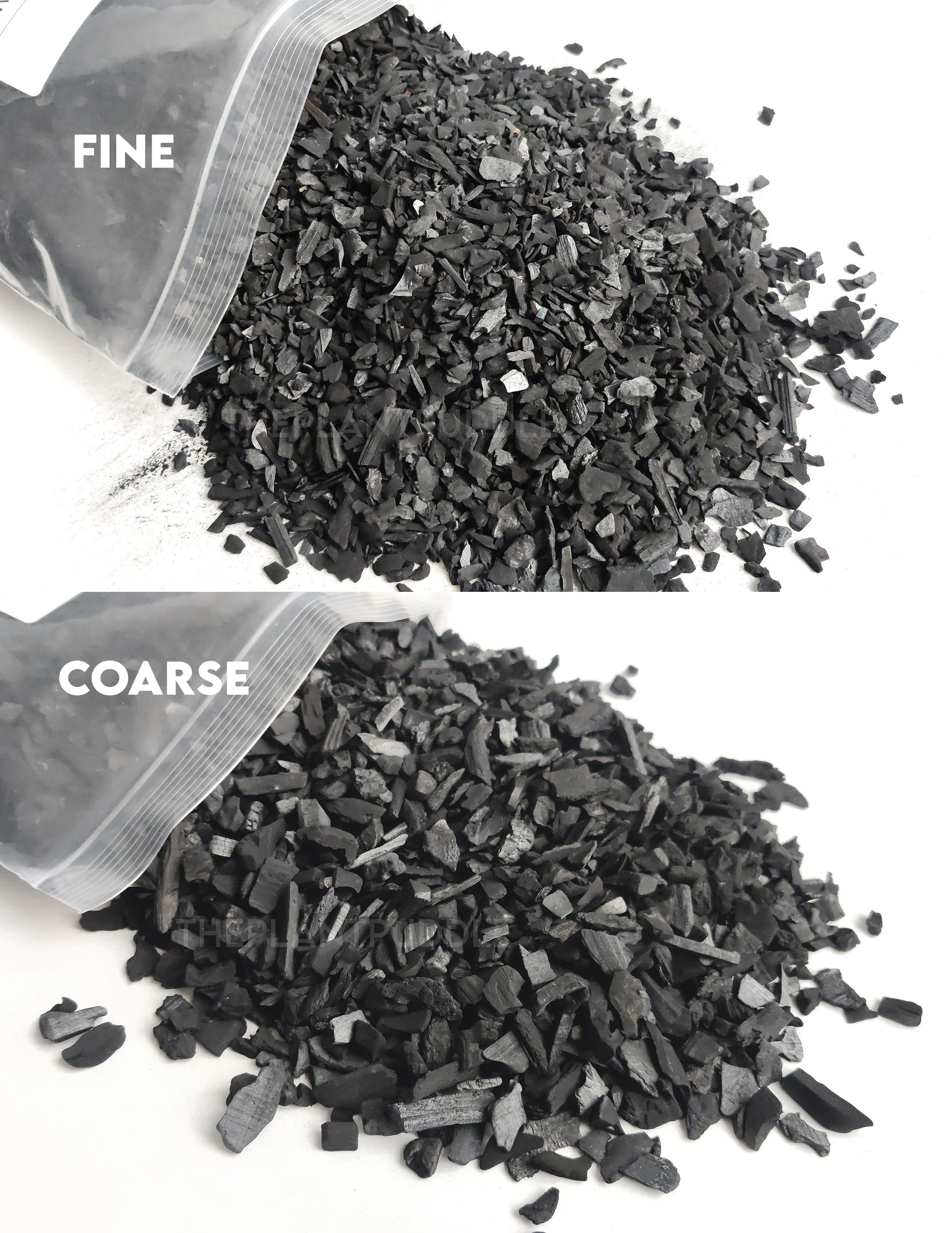comparison of fine and coarse charcoal for houseplants