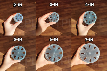 bottom drainage holes of 6 sizes of clear pots