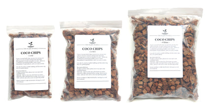 coconut husk chips in 3 bag sizes