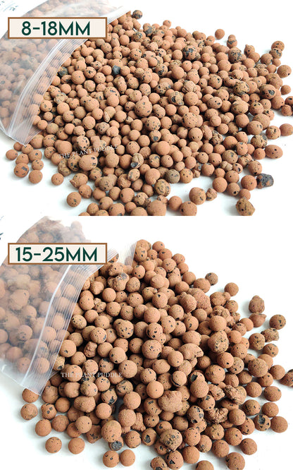 comparison of 2 sizes of leca, 8-18mm and 15-25mm