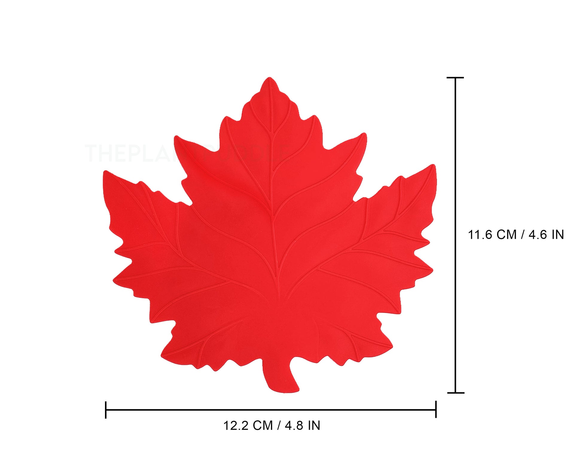 red maple leaf coaster showing dimensions