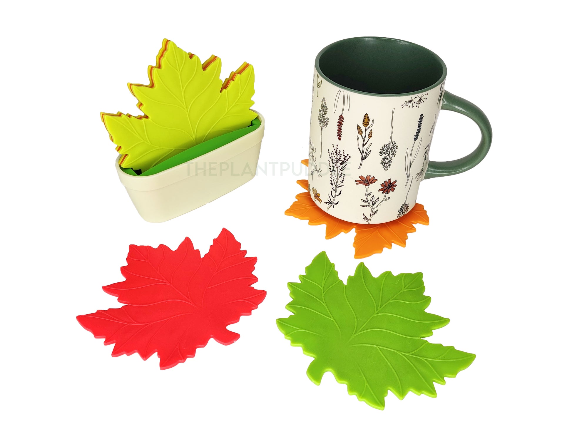 maple leaf coasters with mug