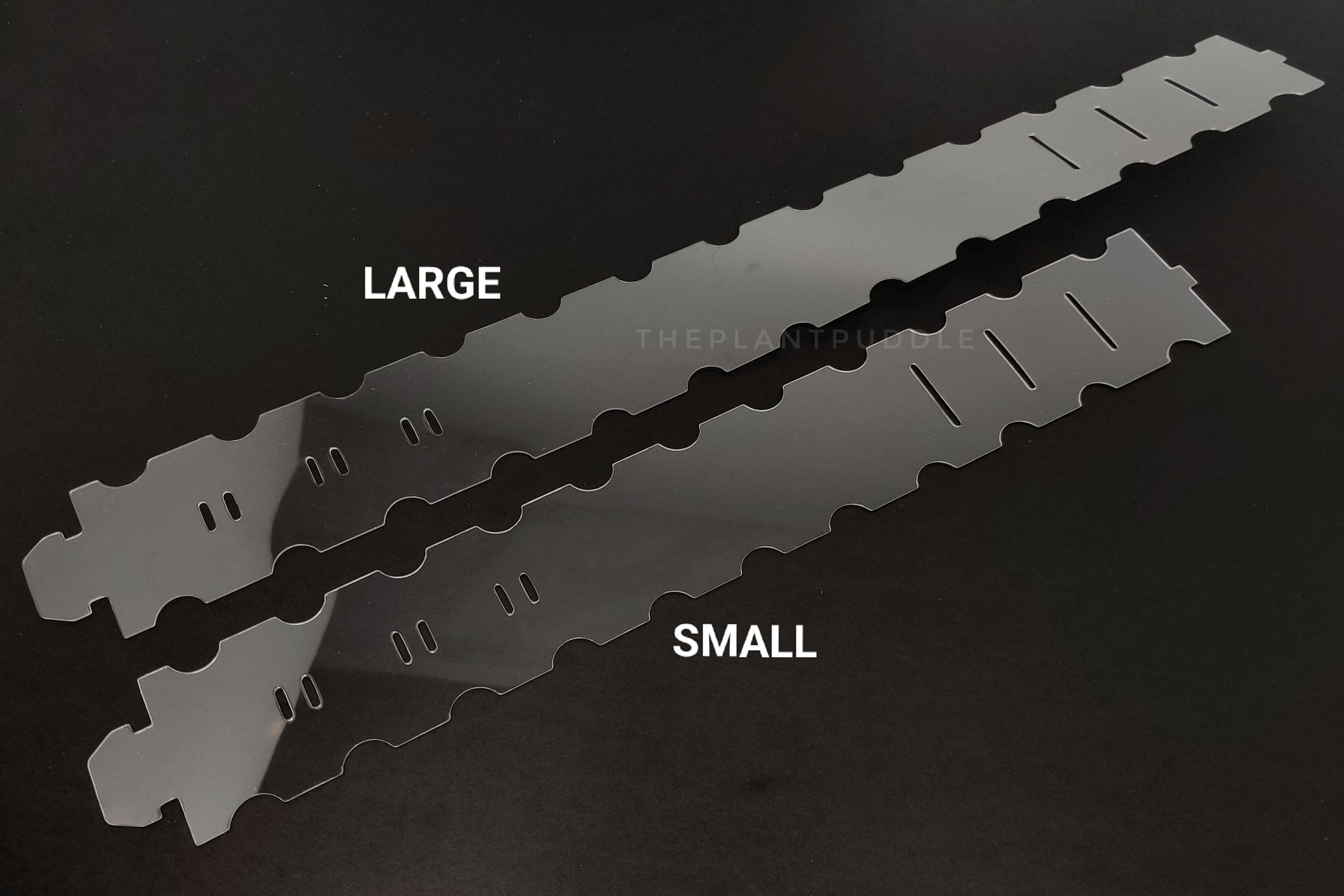 2 sizes of clear pot extenders being compared