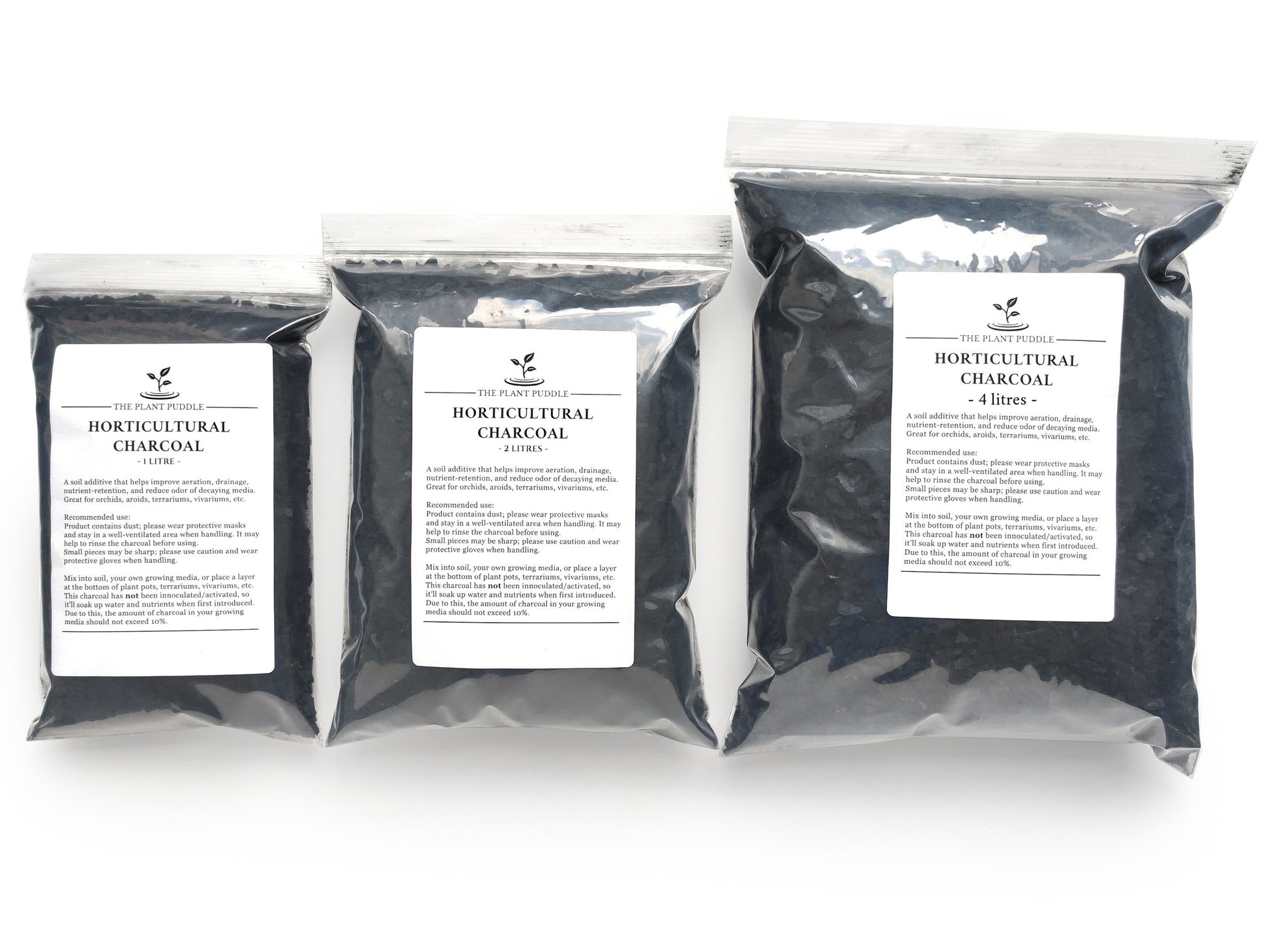 3 bag sizes of charcoal