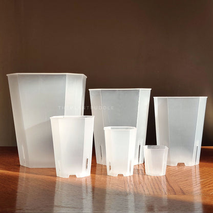 glass plant pots with drainage Clear Frosted Square Plant Pot (Tall)