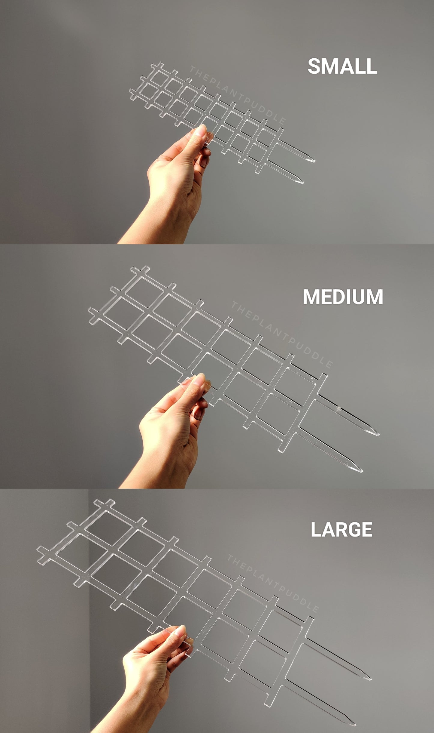 3 sizes of fence trellis in hand