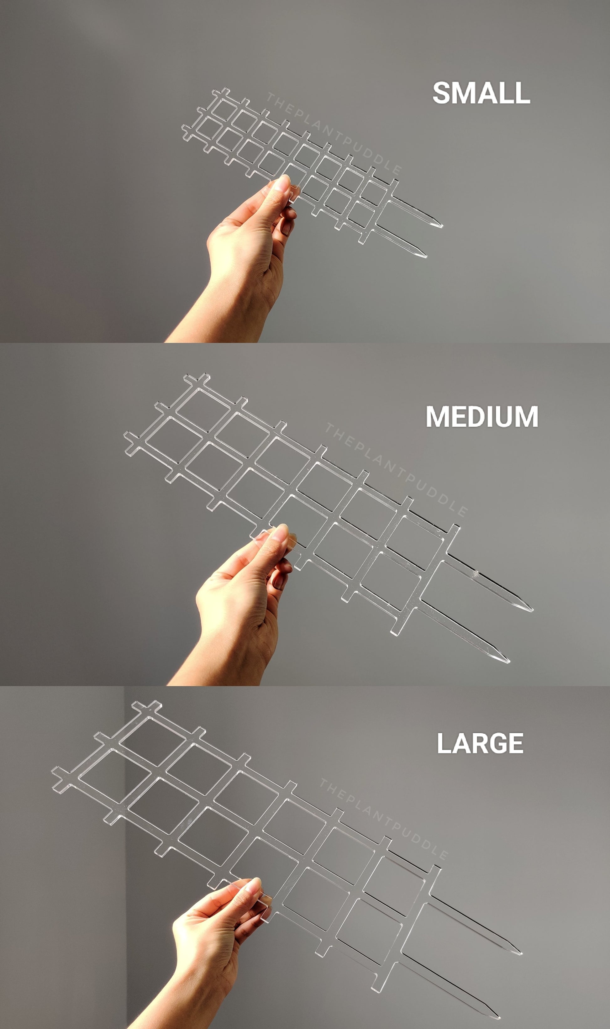 3 sizes of fence trellis in hand